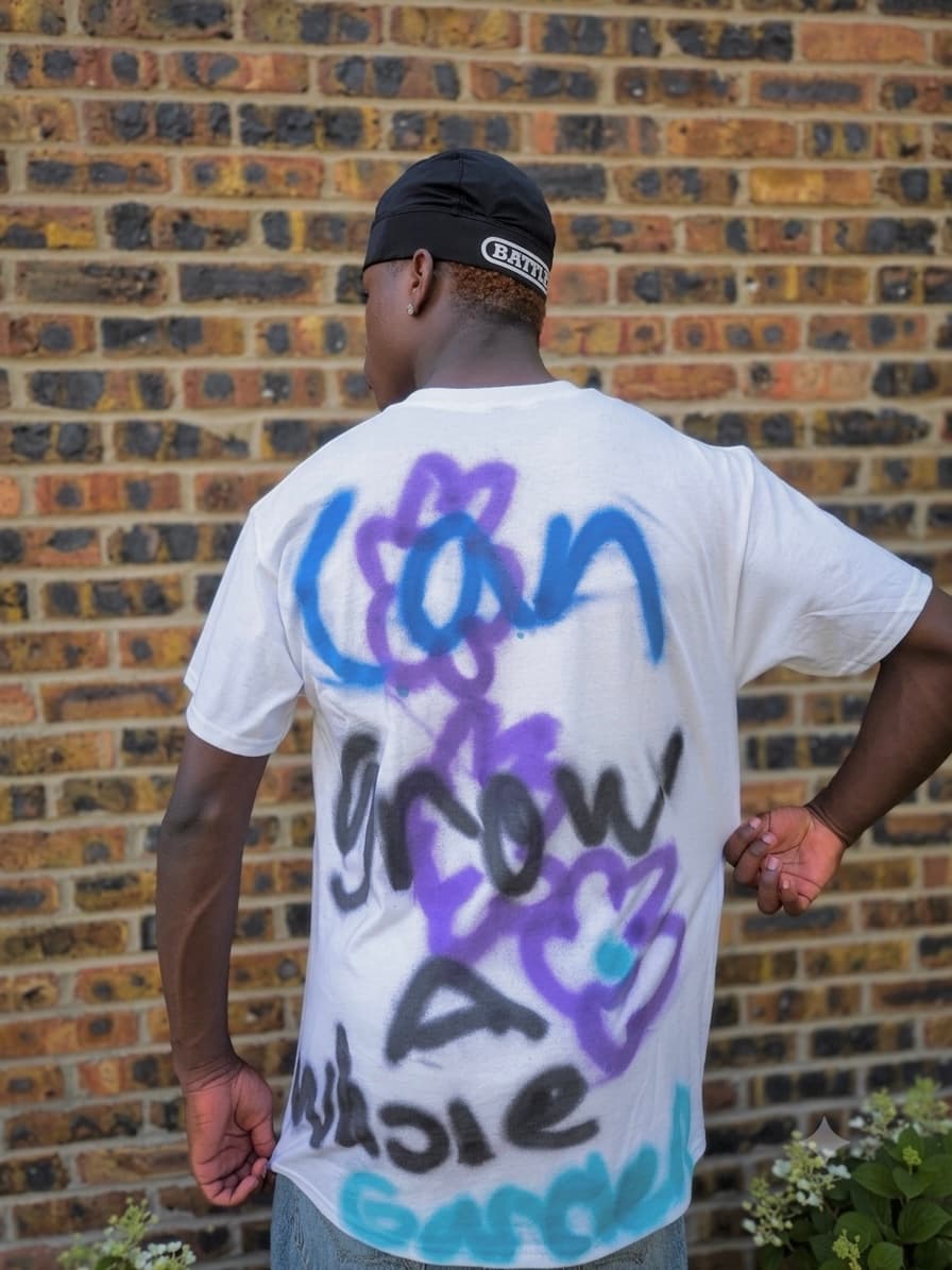 Design 01 — hand-sprayed tee, back